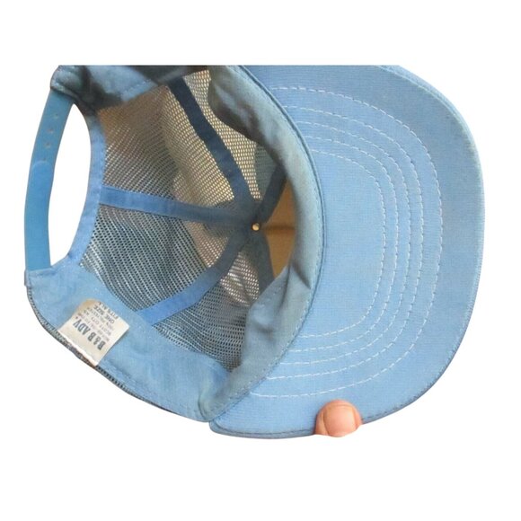 Mesh trucker Skater Cap NEW True Vtg 80s KANSAS CONSTRUCTION Blue OSFA USA - Picture 3 of 4